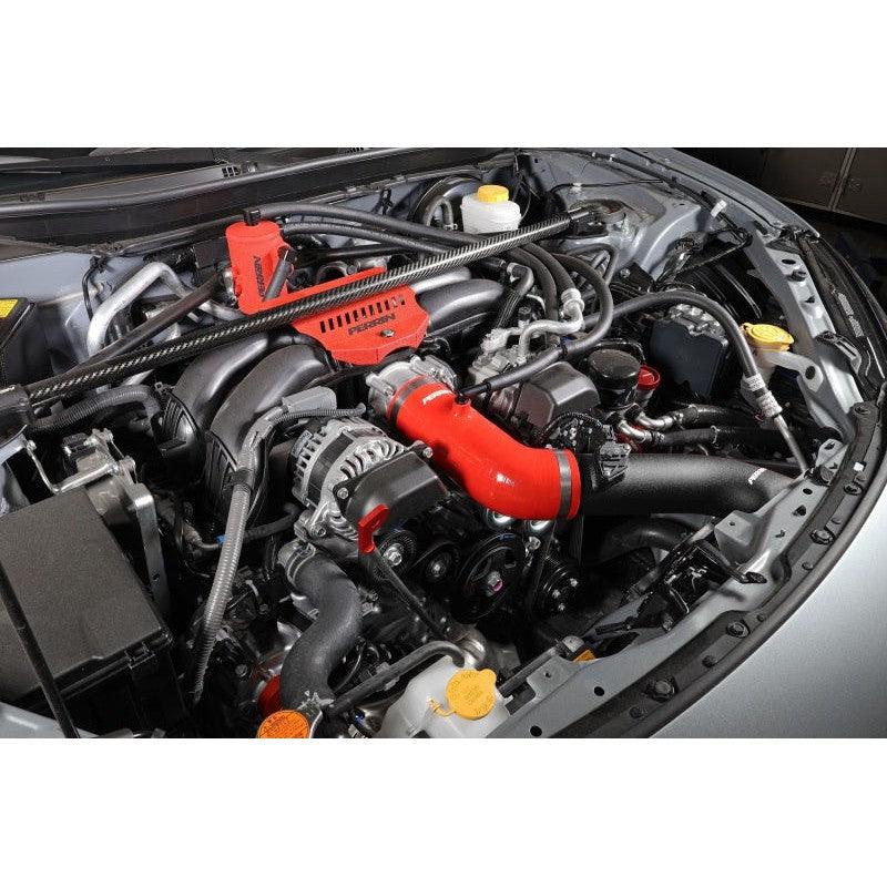 Perrin 22-23 Subaru BRZ/Toyota GR86 Silicone Inlet Hose (3in. ID / SS Wire) - Red - Saikospeed