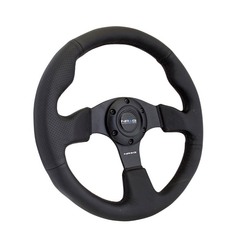 NRG Reinforced Steering Wheel (320mm) Black Leather w/Black Stitching