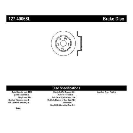 StopTech 09-10 Acura TSX / 08-10 Honda Accord Coupe/05-10 Sedan Left Rear Slotted & Drilled Rotor - Saikospeed