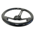 NRG Reinforced Steering Wheel (350mm / 3in. Deep) Black Multi Color Flake Wood w/ Black Matte Center