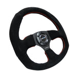 NRG Reinforced Steering Wheel (320mm Horizontal / 330mm Vertical) Suede w/Red Stitch