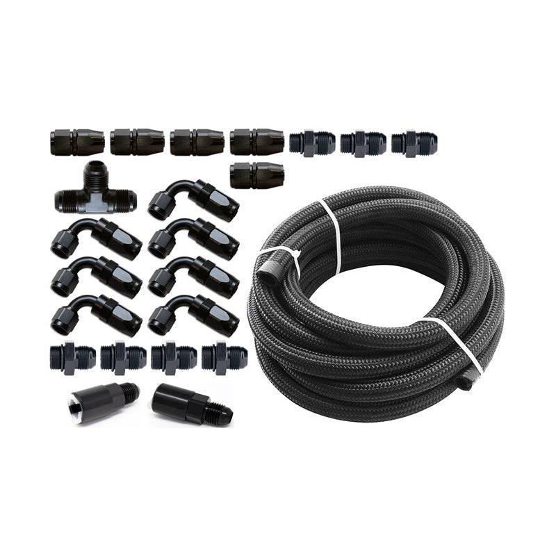Torque Solution Braided Fuel Line Kit for -6 Aeromotive FPR: Subaru WRX 02-14 / Subaru STI 07-18 - Saikospeed