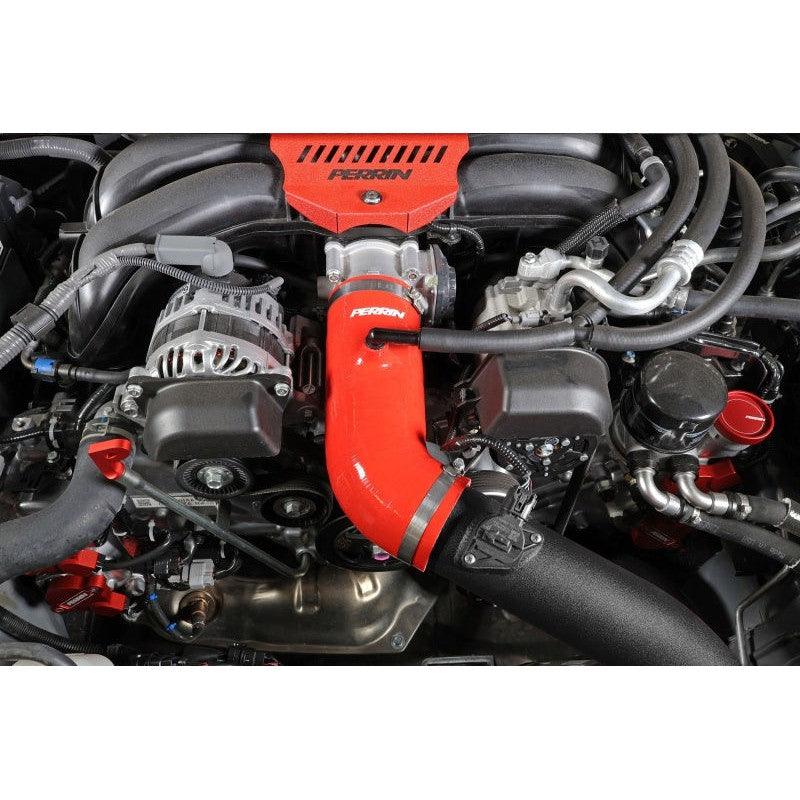 Perrin 22-23 Subaru BRZ/Toyota GR86 Silicone Inlet Hose (3in. ID / SS Wire) - Red - Saikospeed
