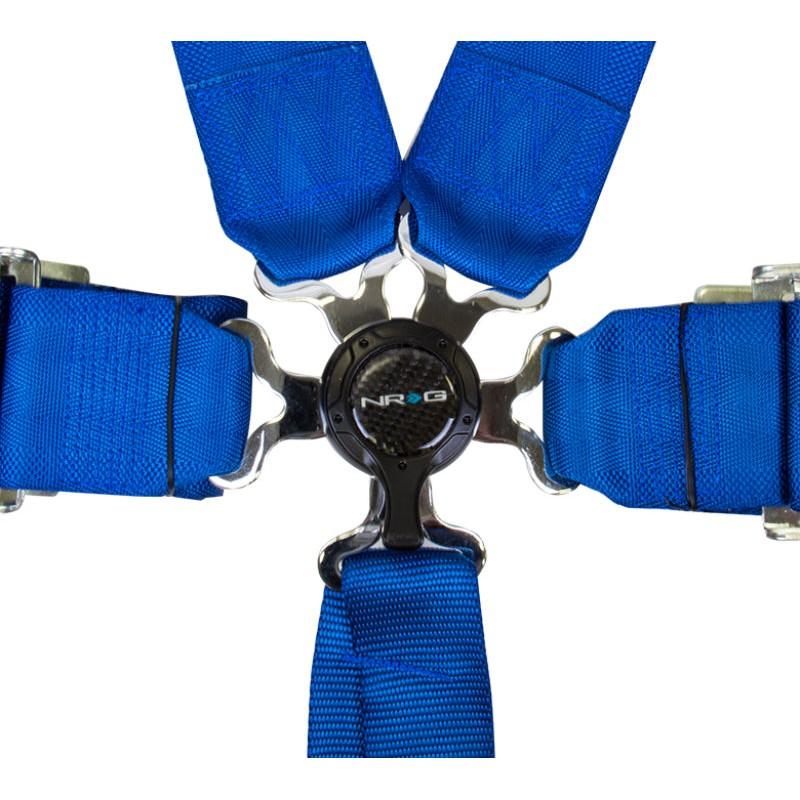 NRG 6PT 3in. Seat Belt Harness / Cam Lock - Blue - Saikospeed