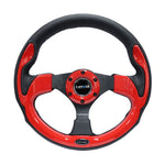 NRG Reinforced Steering Wheel (320mm) Blk w/Red Trim & 5mm 3-Spoke