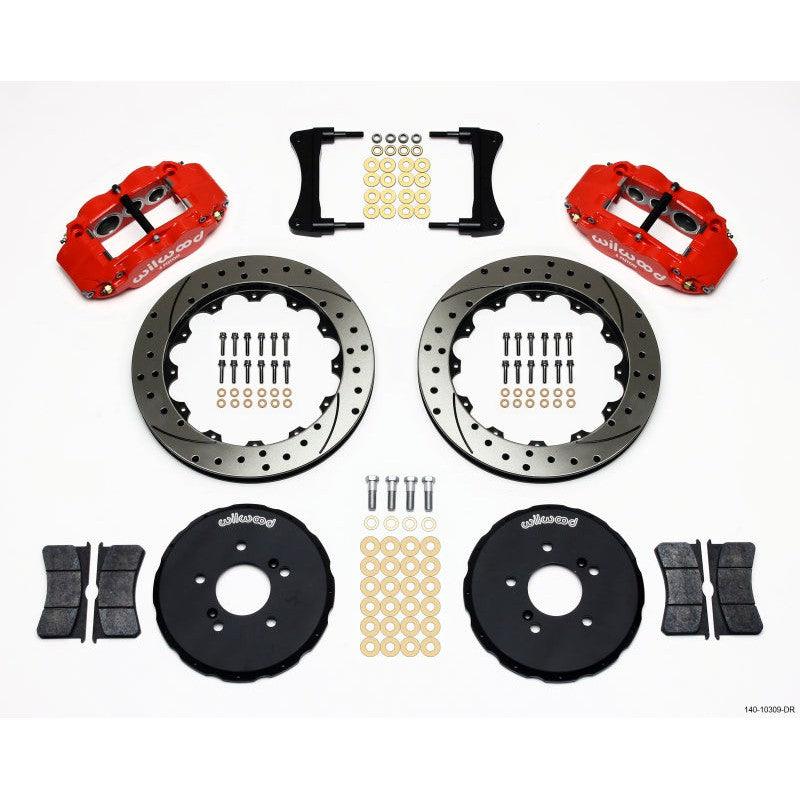 Wilwood Narrow Superlite 6R Front Hat Kit 12.88in Drill Red Honda S2000 - Saikospeed