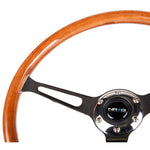 NRG Reinforced Steering Wheel (360mm) Classic Wood Grain w/Chrome Cutout 3-Spoke Center