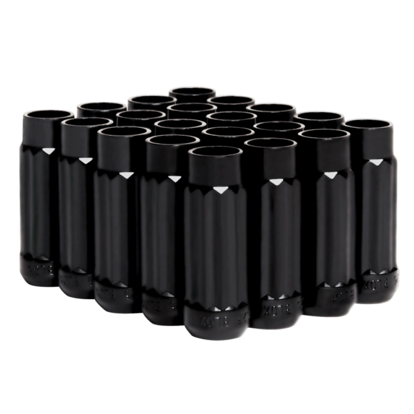 BLOX Racing 12-Sided P17 Tuner Lug Nuts 12x1.25 - Black Steel - Set of 20