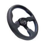 NRG Reinforced Steering Wheel (320mm) Black Leather w/Blue Stitching