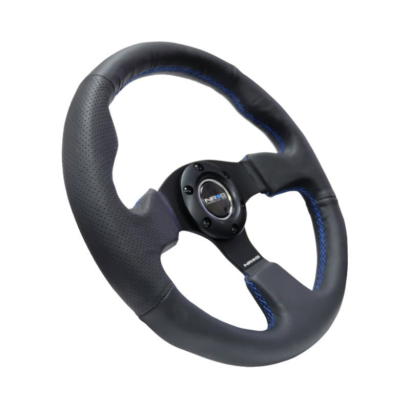 NRG Reinforced Steering Wheel (320mm) Black Leather w/Blue Stitching