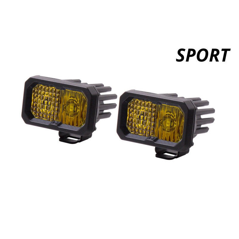 Diode Dynamics Stage Series 2 In LED Pod Sport - Yellow Flood Standard ABL (Pair)