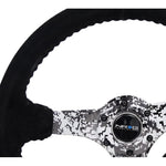 NRG Reinforced Steering Wheel (350mm / 3in. Deep) Blk Suede w/Hydrodipped Digi-Camo Spokes