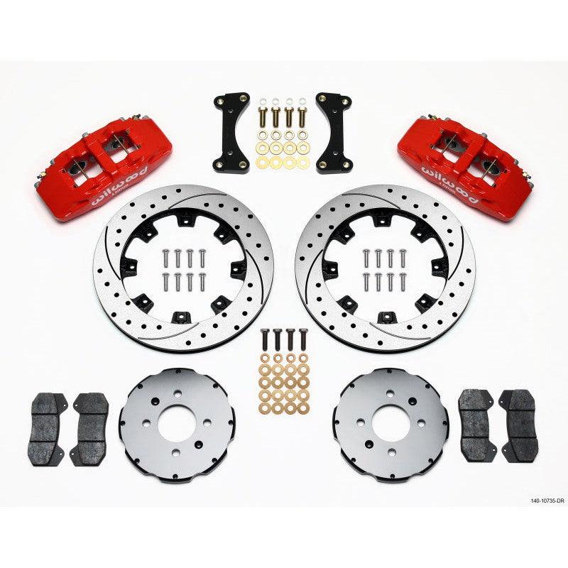 Wilwood Dynapro 6 Front Hat Kit 12.19in Drilled Red 94-01 Honda/Acura w/262mm Disc - Saikospeed