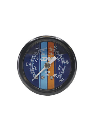DeatschWerks 0-100 PSI 1/8in NPT Mechanical Fuel Pressure Gauge 1.5in Diam. Black Housing Blue Face