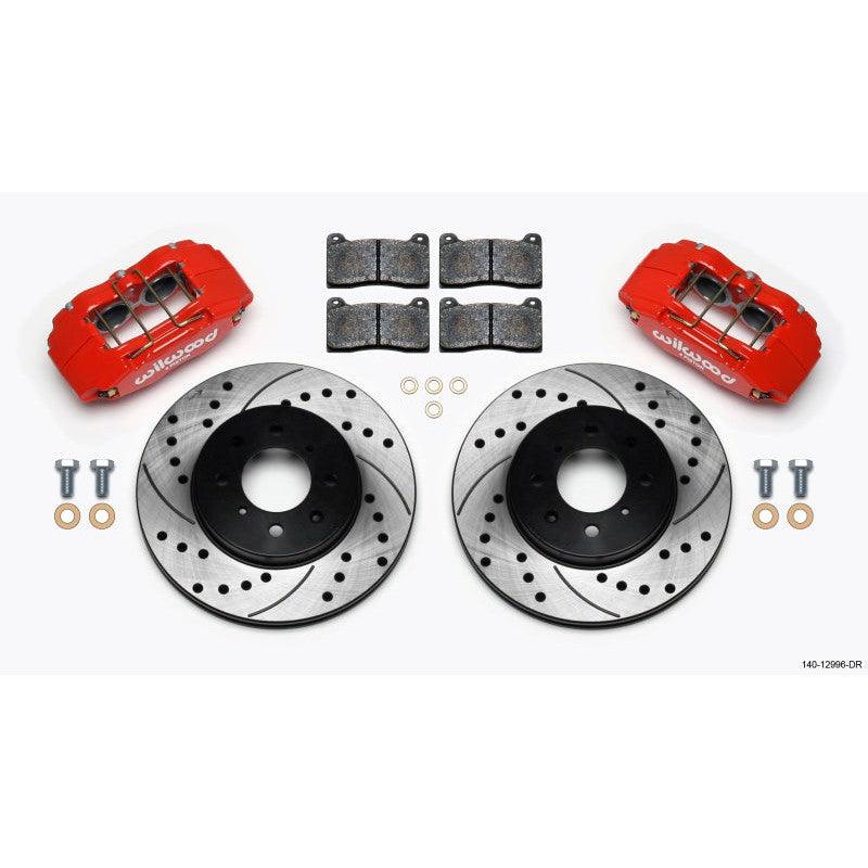 Wilwood DPHA Front Caliper & Rotor Kit Drill Red Honda / Acura w/ 262mm OE Rotor - Saikospeed