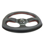 NRG Reinforced Steering Wheel (320mm Horizontal / 330mm Vertical) Leather w/Red Stitching