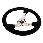 NRG Reinforced Steering Wheel (350mm / 3in. Deep) Blk Suede Floral Dipped w/ Blk Baseball Stitch