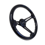 NRG Reinforced Steering Wheel (350mm / 3in. Deep) Black Multi Color Flake Wood w/ Black Matte Center