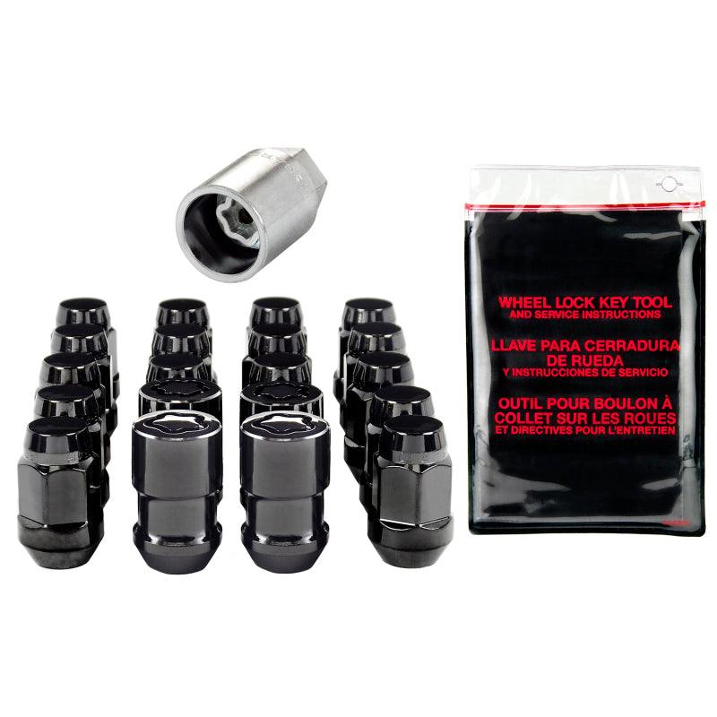 McGard 5 Lug Hex Install Kit w/Locks (Cone Seat Nut / Bulge) M12X1.5 / 3/4 Hex / 1.45in. L - Black - Saikospeed