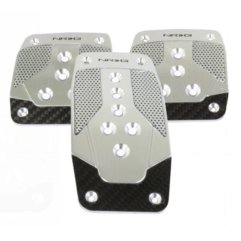 NRG Aluminum Sport Pedal M/T - Silver w/Black Carbon