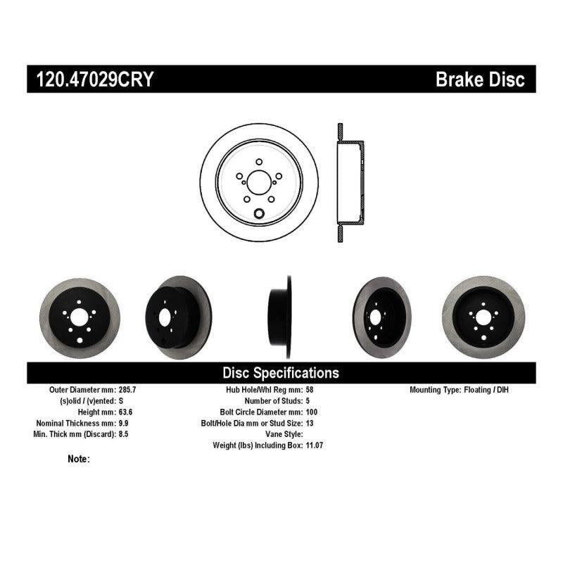 Stoptech 09-10 Subaru Forester / 08-10 Impreza/WRX Rear CRYO-STOP Rotor - Saikospeed