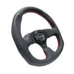 NRG Reinforced Steering Wheel (320mm Horizontal / 330mm Vertical) Leather w/Red Stitching