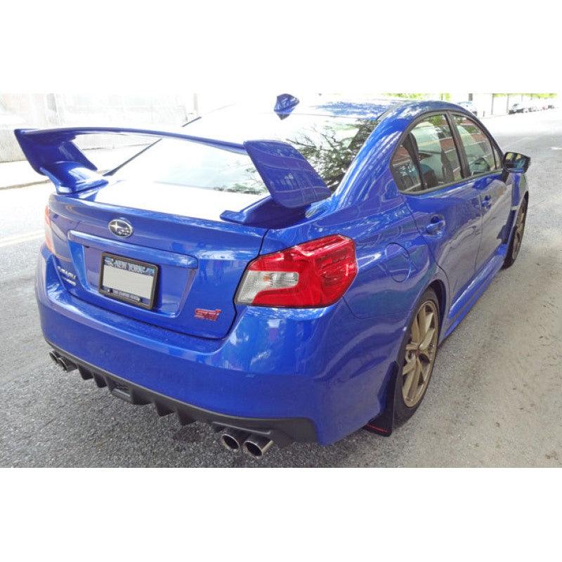 Rally Armor 15-21 Subaru WRX/STI (Sedan ONLY) Black UR Mud Flap w/ Light Blue Logo - Saikospeed