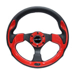 NRG Reinforced Steering Wheel (320mm) Blk w/Red Trim & 5mm 3-Spoke