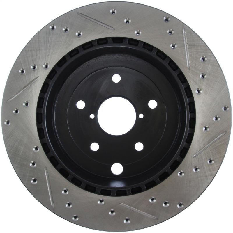 StopTech 08+ Subaru STI (Will Not Fit 05-07) Slotted & Drilled Sport Brake Rotor - Saikospeed