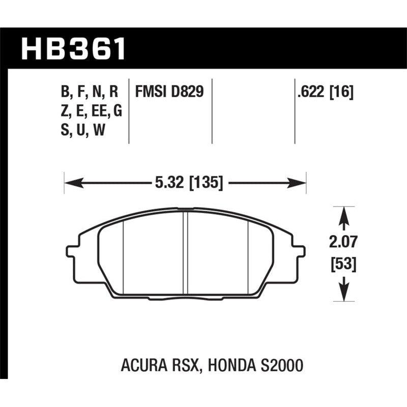 Hawk 02-06 Acura RSX Type S / 06-11 Honda Civic Si Coupe / 00-09 S2000 DTC-30 Race Front Brake Pads - Saikospeed