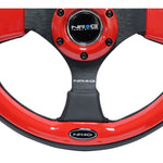 NRG Reinforced Steering Wheel (320mm) Blk w/Red Trim & 5mm 3-Spoke