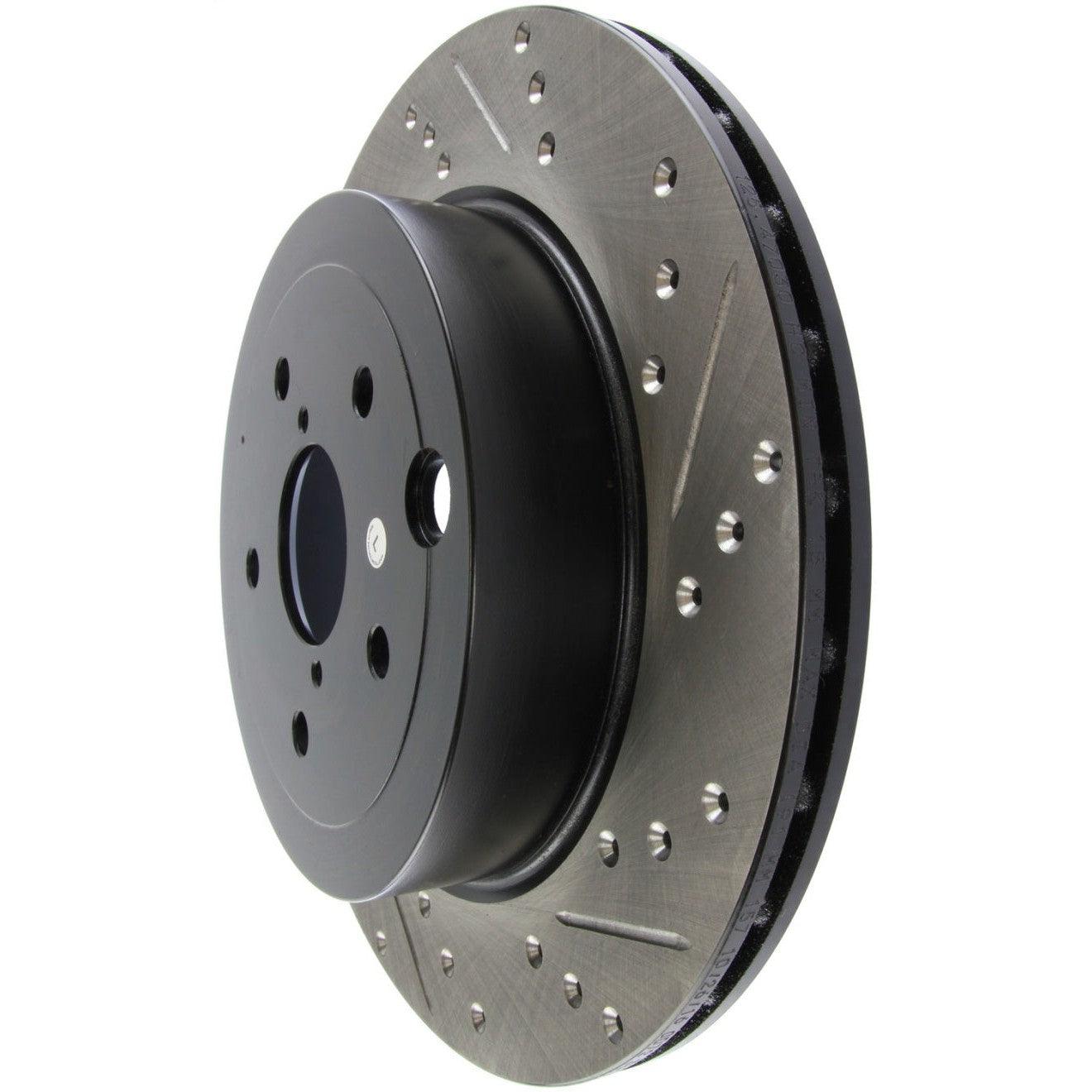 StopTech 08+ Subaru STI (Will Not Fit 05-07) Slotted & Drilled Sport Brake Rotor - Saikospeed