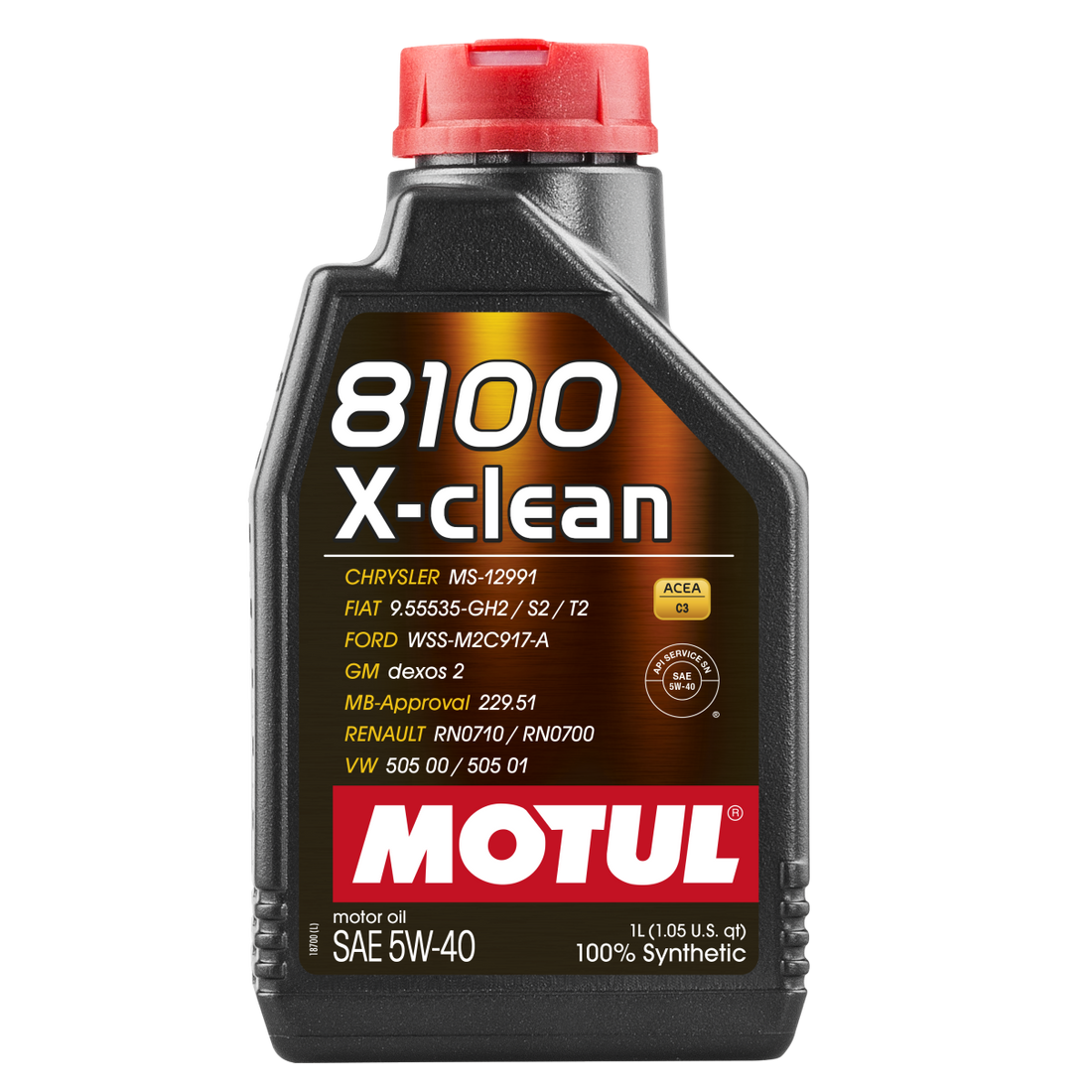 Motul 1L Synthetic Engine Oil 8100 5W40 X-CLEAN C3 -505 01-502 00-505 00-LL04