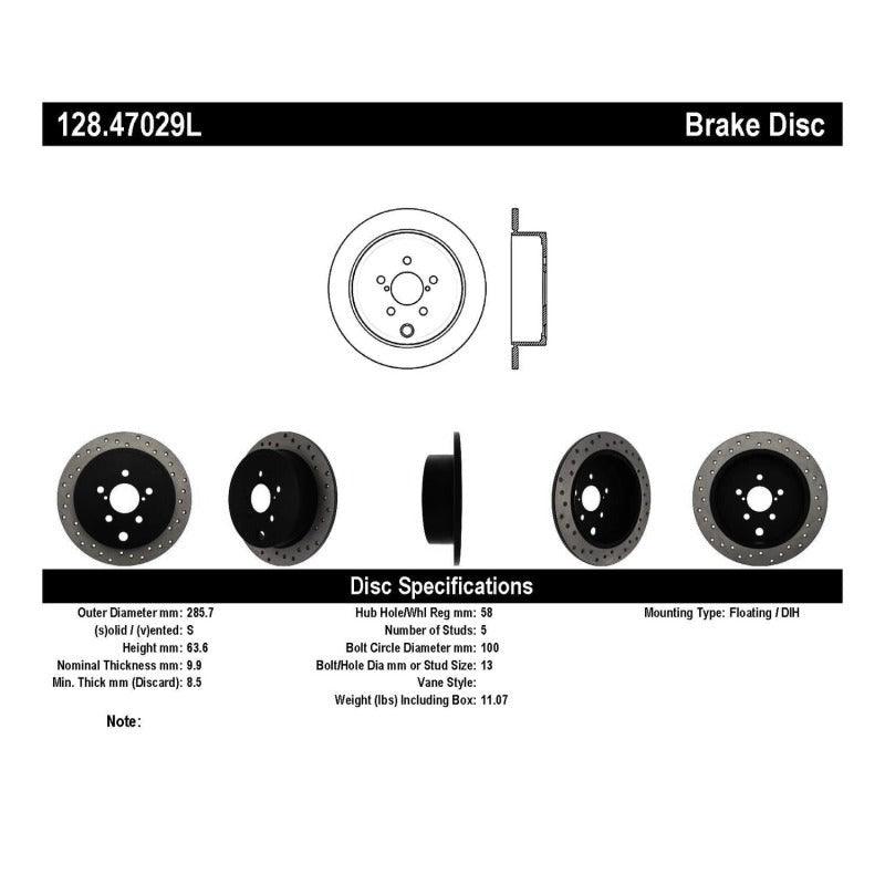 StopTech 08-10 WRX Drilled Left Rear Rotor - Saikospeed