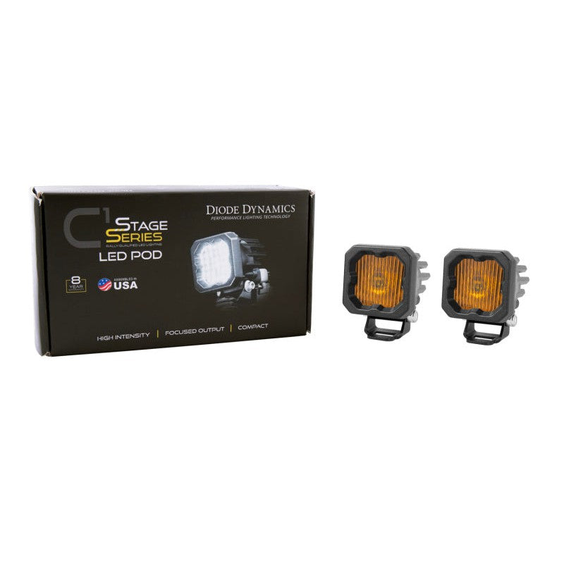Diode Dynamics Stage Series C1 LED Pod - Yellow SAE Fog Standard ABL (Pair)