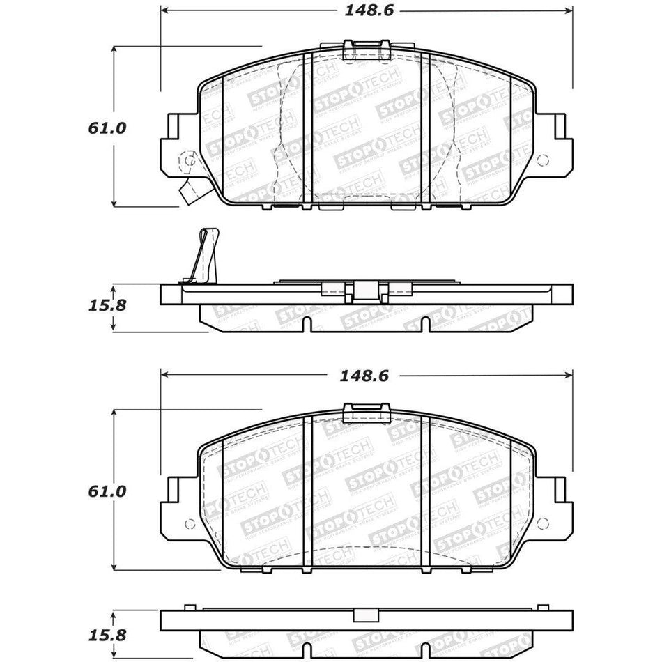 StopTech Street Performance 13-15 Honda Accord EX/EXL Front Brake Pads - Saikospeed