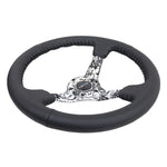 NRG Reinforced Steering Wheel (350mm / 3in. Deep) Blk Leather w/Hydrodipped Digi-Camo Spokes