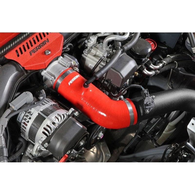 Perrin 22-23 Subaru BRZ/Toyota GR86 Silicone Inlet Hose (3in. ID / SS Wire) - Red - Saikospeed