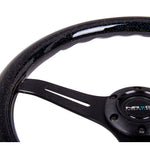 NRG Classic Wood Grain Steering Wheel (350mm) Black Sparkled Grip w/Black 3-Spoke Center