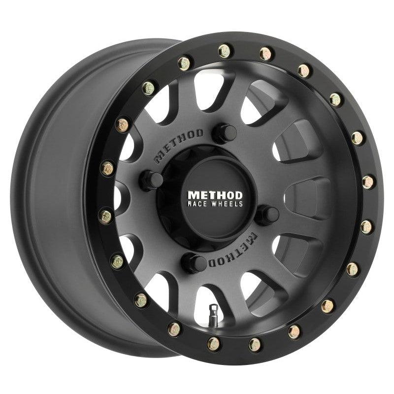 Method MR401 UTV Beadlock 15x7 / 4+3/13mm Offset / 4x156 / 132mm CB Titanium Wheel- Matte Black Ring - Saikospeed