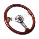 NRG Classic Wood Grain Steering Wheel (330mm) Wood Grain w/Chrome 3-Spoke Center