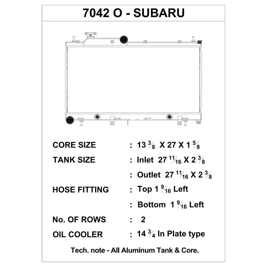 CSF 08-15 Subaru WRX/STI 2-Row Radiator w/Built-In Oil Cooler - Saikospeed