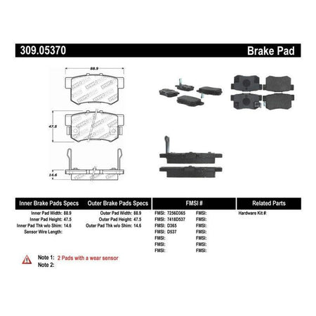 StopTech Performance 00-09 Honda S2000 / 92-07 Accord / 04-10 Acura TSX / 02-06 RSX Rear Brake Pads - Saikospeed