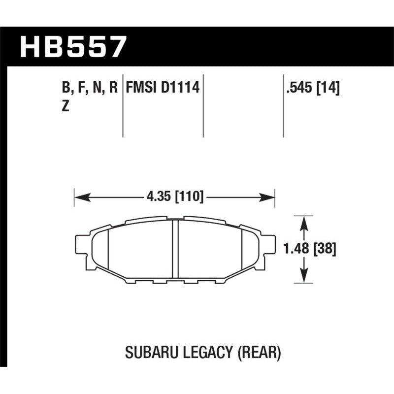 Hawk 2013-2014 Subaru BRZ Ltd (277mm Fr Disc/Solid Rr Disc) High Perf. Street 5.0 Rear Brake Pads - Saikospeed