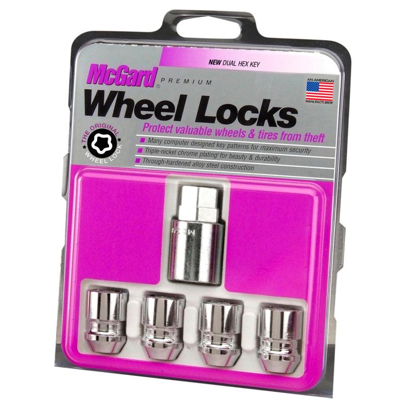 McGard Wheel Lock Nut Set - 4pk. (Cone Seat) M12X1.5 / 19mm & 21mm Dual Hex / 1.28in. L - Chrome - Saikospeed