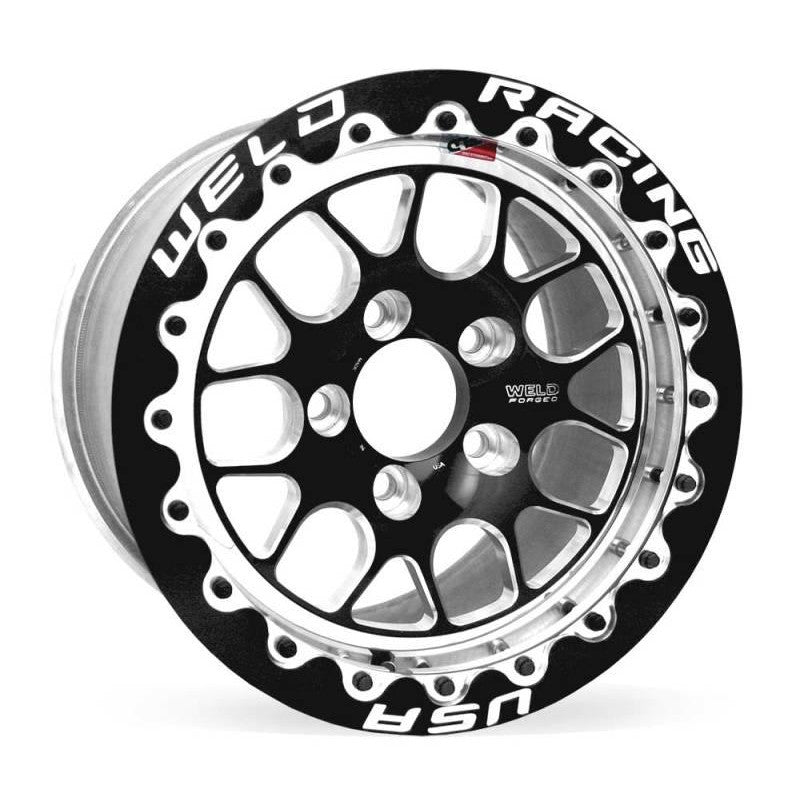 Weld S77 15x10.33 / 5x120mm BP / 7.5in. BS Black Wheel (Medium Pad) - Black Single Beadlock MT - Saikospeed