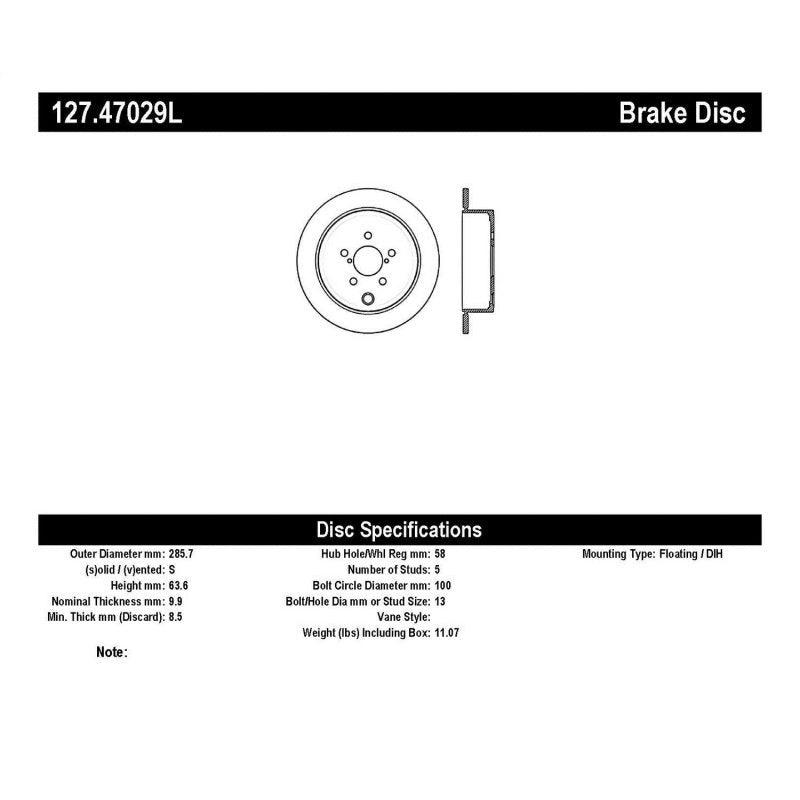 StopTech 08-10 Impreza WRX (Exc STi)/08-10 Impreza Coupe/Sedan Slotted & Drilled Left Rear Rotor - Saikospeed