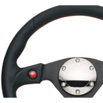 NRG Reinforced Steering Wheel (320mm) Blk Leather w/Dual Buttons