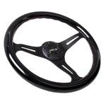NRG Classic Wood Grain Steering Wheel (350mm) Black Paint Grip w/Black 3-Spoke Center
